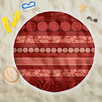 Fiji Marau na Kerisimasi Beach Blanket Red Tapa Masi Inspired Christmas - Polynesian Pride