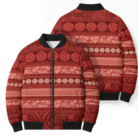 Fiji Marau na Kerisimasi Bomber Puffer Jacket Red Tapa Masi Inspired Christmas - Polynesian Pride