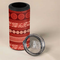 Fiji Marau na Kerisimasi 4 in 1 Can Cooler Tumbler Red Tapa Masi Inspired Christmas - Polynesian Pride