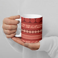 Fiji Marau na Kerisimasi Ceramic Mug Red Tapa Masi Inspired Christmas - Polynesian Pride