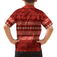 Fiji Marau na Kerisimasi Family Matching Mermaid Dress and Hawaiian Shirt Red Tapa Masi Inspired Christmas LT9 - Polynesian Pride