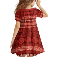 Fiji Marau na Kerisimasi Family Matching Off Shoulder Maxi Dress and Hawaiian Shirt Red Tapa Masi Inspired Christmas LT9 - Polynesian Pride