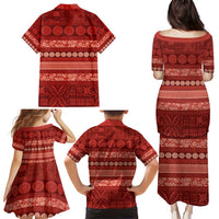 Fiji Marau na Kerisimasi Family Matching Puletasi and Hawaiian Shirt Red Tapa Masi Inspired Christmas LT9 - Polynesian Pride