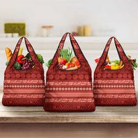 Fiji Marau na Kerisimasi Grocery Bag Red Tapa Masi Inspired Christmas - Polynesian Pride