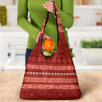 Fiji Marau na Kerisimasi Grocery Bag Red Tapa Masi Inspired Christmas - Polynesian Pride