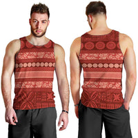 Fiji Marau na Kerisimasi Men Tank Top Red Tapa Masi Inspired Christmas - Polynesian Pride