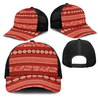 Fiji Marau na Kerisimasi Mesh Trucker Cap Red Tapa Masi Inspired Christmas - Polynesian Pride