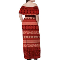 Fiji Marau na Kerisimasi Off Shoulder Maxi Dress Red Tapa Masi Inspired Christmas - Polynesian Pride