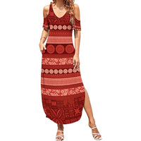Fiji Marau na Kerisimasi Summer Maxi Dress Red Tapa Masi Inspired Christmas - Polynesian Pride