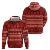 Fiji Marau na Kerisimasi Zip Hoodie Red Tapa Masi Inspired Christmas - Polynesian Pride