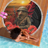 Maori Kiwi Soldier Fern Tattoo ANZAC Day Beach Blanket Lest We Forget