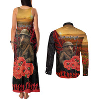 Maori Kiwi Soldier Fern Tattoo ANZAC Day Couples Matching Tank Maxi Dress and Long Sleeve Button Shirt Lest We Forget LT9 - Polynesian Pride