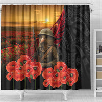 Maori Kiwi Soldier Fern Tattoo ANZAC Day Shower Curtain Lest We Forget