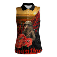 Maori Kiwi Soldier Fern Tattoo ANZAC Day Women Sleeveless Polo Shirt Lest We Forget