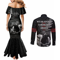 New Zealand Mother's Day Couples Matching Mermaid Dress and Long Sleeve Button Shirt Maori Hongi Aroha Ahau Ki A Koe Mama LT9 - Polynesian Pride