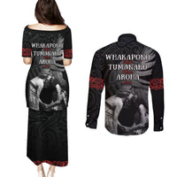 New Zealand Mother's Day Couples Matching Puletasi and Long Sleeve Button Shirt Maori Hongi Aroha Ahau Ki A Koe Mama LT9 - Polynesian Pride