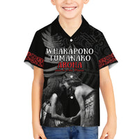 New Zealand Mother's Day Family Matching Puletasi and Hawaiian Shirt Maori Hongi Aroha Ahau Ki A Koe Mama LT9 Son's Shirt Black - Polynesian Pride