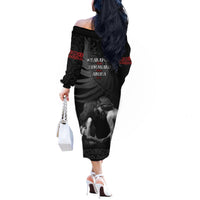 New Zealand Mother's Day Off The Shoulder Long Sleeve Dress Maori Hongi Aroha Ahau Ki A Koe Mama LT9 - Polynesian Pride