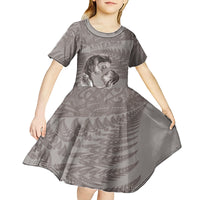 New Zealand Mother's Day Kid Short Sleeve Dress Maori Mo Toku Mama Silver Fern LT9 - Polynesian Pride