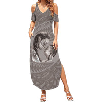 New Zealand Mother's Day Summer Maxi Dress Maori Mo Toku Mama Silver Fern LT9 Women Nude - Polynesian Pride