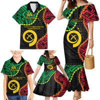 Personalised Vanuatu 44th Anniversary Family Matching Mermaid Dress and Hawaiian Shirt Tugeta Yumi Selebretem Indipendens Dei LT9 - Polynesian Pride