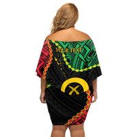 Personalised Vanuatu 44th Anniversary Family Matching Off Shoulder Short Dress and Hawaiian Shirt Tugeta Yumi Selebretem Indipendens Dei LT9 - Polynesian Pride