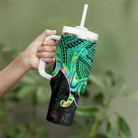 Personalised Aotearoa Papua Shell Tumbler With Handle Maori Tribal Pattern LT9 - Polynesian Pride
