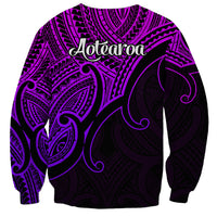 Aotearoa Maori Koru Sweatshirt Polynesian Pacific Tribal - Purple LT9 - Polynesian Pride