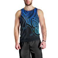 Custom Aotearoa Maori Koru Men Tank Top Polynesian Pacific Tribal - Blue LT9 - Polynesian Pride