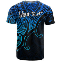 Custom Aotearoa Maori Koru T Shirt Polynesian Pacific Tribal Blue LT9 - Polynesian Pride