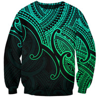 Custom Aotearoa Maori Koru Sweatshirt Polynesian Pacific Tribal - Green LT9 Unisex Green - Polynesian Pride