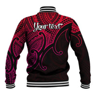 Custom Aotearoa Maori Koru Baseball Jacket Polynesian Pacific Tribal - Pink LT9 - Polynesian Pride