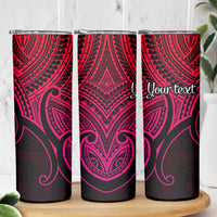 Personalised Aotearoa Papua Shell Skinny Tumbler Pink Polynesian Pacific Tribal