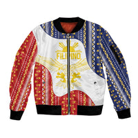 Philippines Flag Day Sleeve Zip Bomber Jacket Filipino Traditional Igorot Tribal Pattern