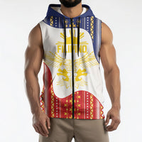 Philippines Flag Day Sleeveless Zip Hoodie Filipino Traditional Igorot Tribal Pattern