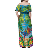 5 Oclock Somewhere Family Matching Off Shoulder Maxi Dress and Hawaiian Shirt Hawaii Parrots Cocktail Summer Beach Vibe - Polynesian Pride