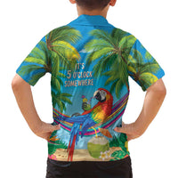 5 Oclock Somewhere Family Matching Off Shoulder Short Dress and Hawaiian Shirt Hawaii Parrots Cocktail Summer Beach Vibe - Polynesian Pride