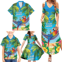 5 Oclock Somewhere Family Matching Summer Maxi Dress and Hawaiian Shirt Hawaii Parrots Cocktail Summer Beach Vibe - Polynesian Pride