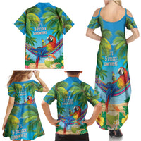5 Oclock Somewhere Family Matching Summer Maxi Dress and Hawaiian Shirt Hawaii Parrots Cocktail Summer Beach Vibe - Polynesian Pride