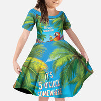 5 Oclock Somewhere Family Matching Tank Maxi Dress and Hawaiian Shirt Hawaii Parrots Cocktail Summer Beach Vibe - Polynesian Pride