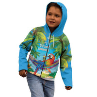 5 Oclock Somewhere Kid Hoodie Hawaii Parrots Cocktail Summer Beach Vibe - Polynesian Pride