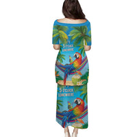 5 Oclock Somewhere Puletasi Hawaii Parrots Cocktail Summer Beach Vibe - Polynesian Pride