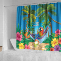 5 Oclock Somewhere Shower Curtain Hawaii Parrots Cocktail Summer Beach Vibe - Polynesian Pride