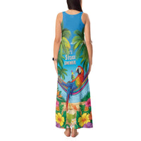5 Oclock Somewhere Tank Maxi Dress Hawaii Parrots Cocktail Summer Beach Vibe - Polynesian Pride