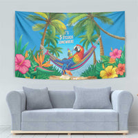 5 Oclock Somewhere Tapestry Hawaii Parrots Cocktail Summer Beach Vibe - Polynesian Pride