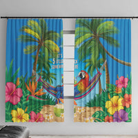 5 Oclock Somewhere Window Curtain Hawaii Parrots Cocktail Summer Beach Vibe - Polynesian Pride