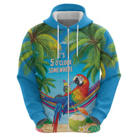 5 Oclock Somewhere Zip Hoodie Hawaii Parrots Cocktail Summer Beach Vibe - Polynesian Pride