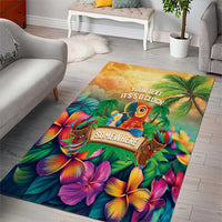 5 Oclock Somewhere Personalized Area Rug Hawaii Parrots Plumeria Summer Vibe - Polynesian Pride