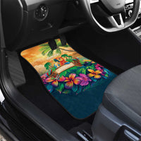 5 Oclock Somewhere Personalized Car Mats Hawaii Parrots Plumeria Summer Vibe - Polynesian Pride