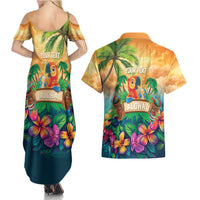5 Oclock Somewhere Personalized Couples Matching Summer Maxi Dress and Hawaiian Shirt Hawaii Parrots Plumeria Summer Vibe - Polynesian Pride